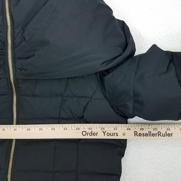 NEW Cole Haan Size XS Taffeta Down Zip up Puffer Coat Shawl Hood/Collar in Black - Picture 14 of 16